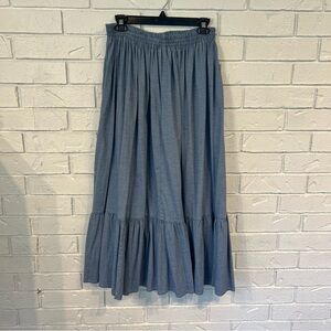 Vintage 90s Silver River Blue Ruffle Petticoat Maxi Skirt Womens L/XL